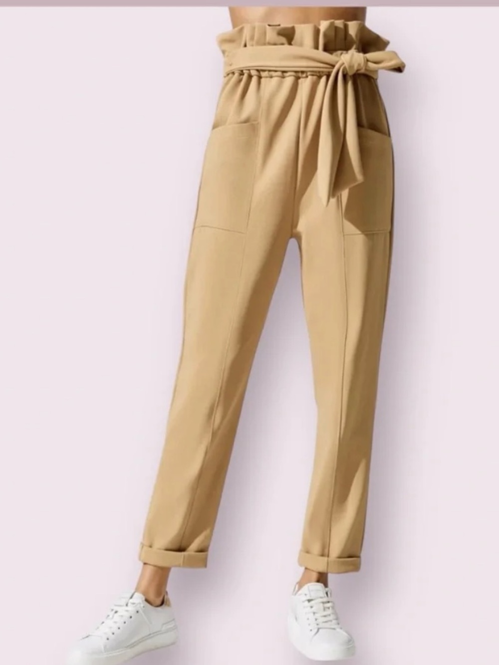 ONA by Yoon Chung High Rise Pull On Paper Bag Tie Pants
